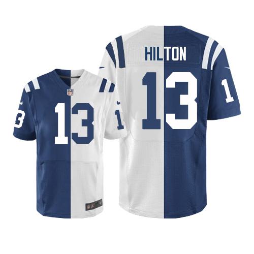Nike Colts #13 T.Y. Hilton Royal Blue/White Men's Stitched NFL Elite Split Jersey - Click Image to Close